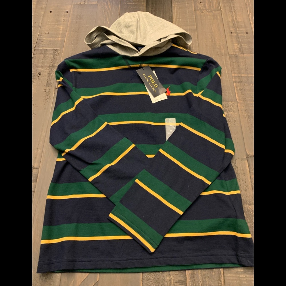 Boys Ralph Lauren Polo hooded long sleeve shirt